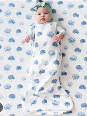Kyte BABY Hydrangea Print Sleep Sack in Light Blue and White - XL NWT